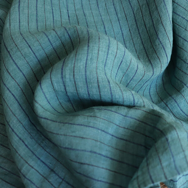 Leinen Aurora Streifen stonewashed 140 g/m2 | Jade