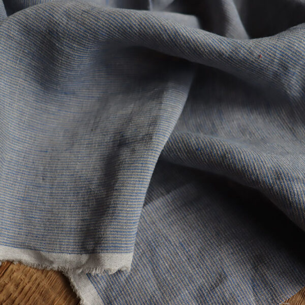 Leinen Edda Streifen stonewashed 140 g/m2 | Blau