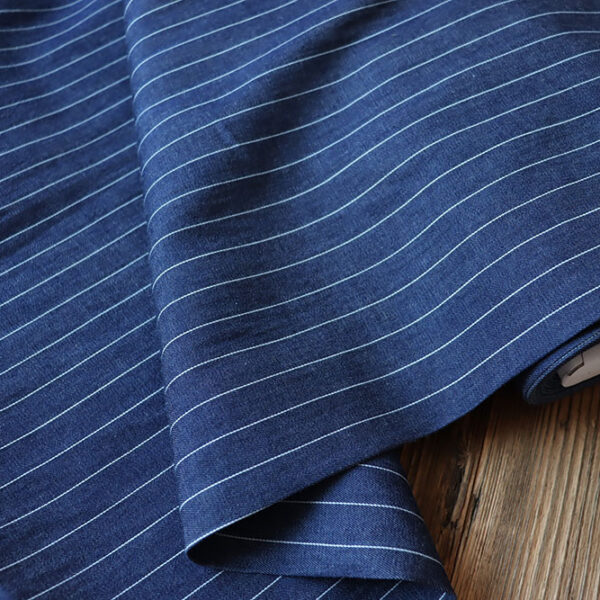 Baumwollstoff in Denim-Optik mit Nadelstreifen 210 g/m2 | Marine